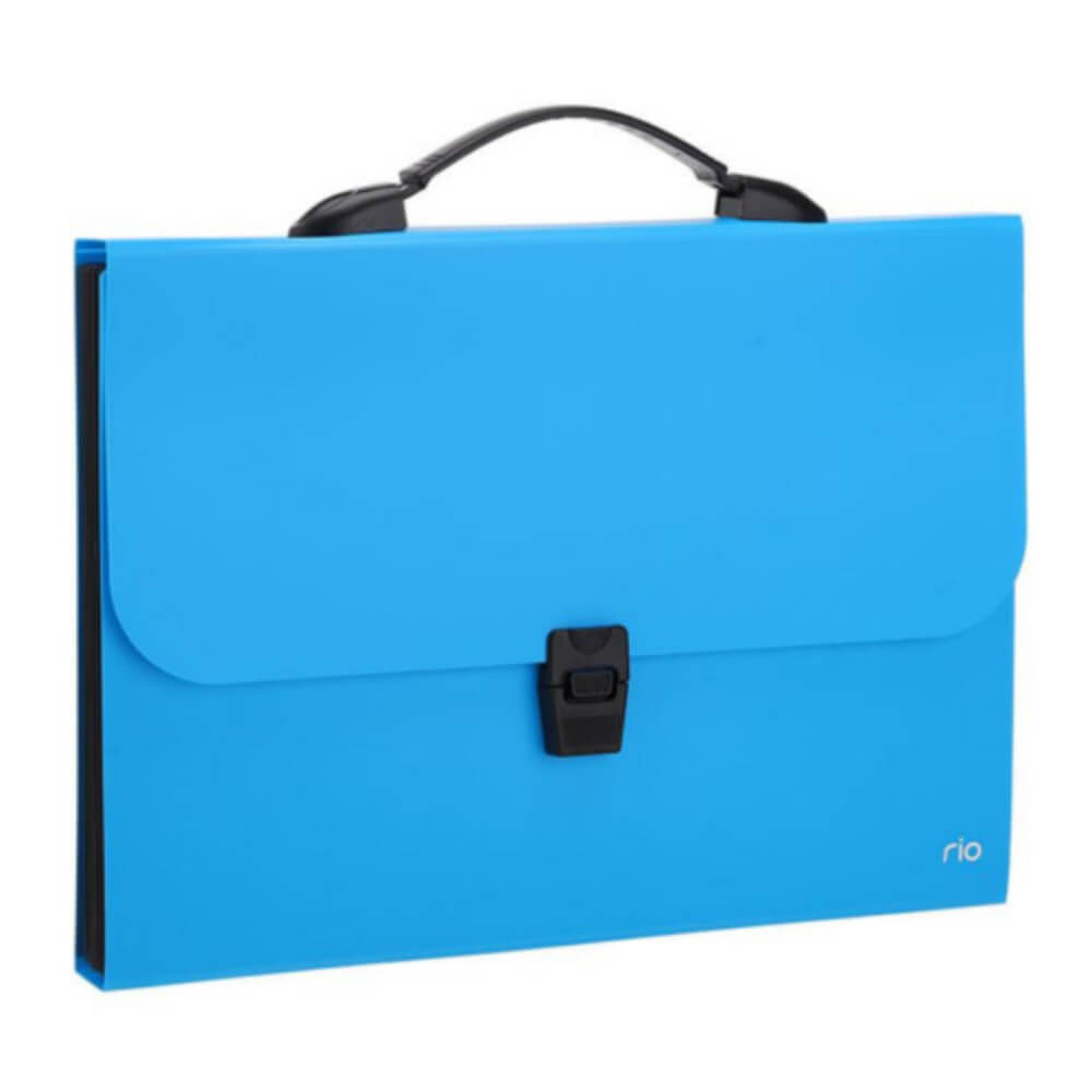 Servieta din Plastic cu Maner A4 Deli, 13 Compartimente, 600 Microni, Albastru