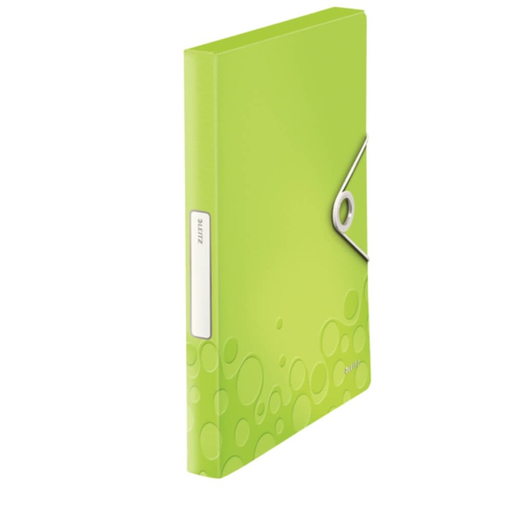 Mapa cu Elastic A4 Jumbo Leitz Wow, Verde Metalizat, Burduf 30 mm