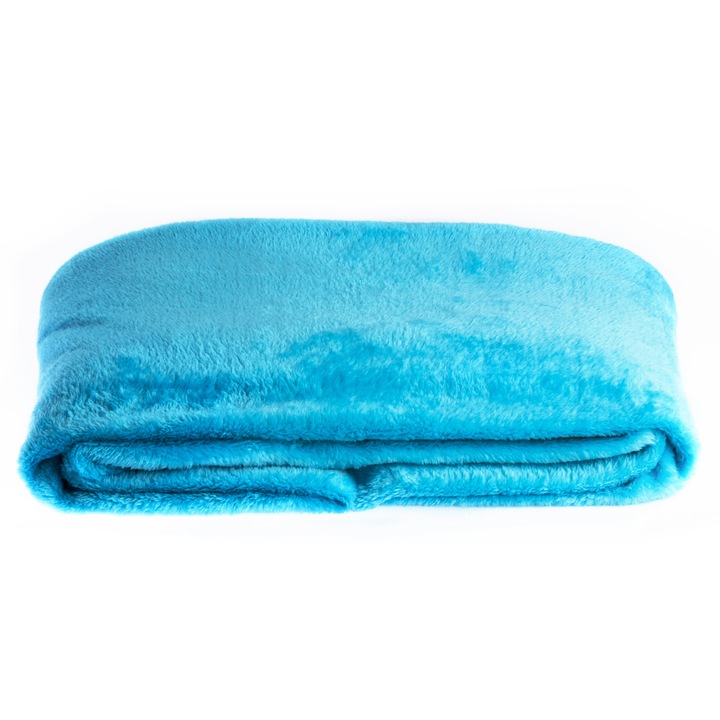 Tricotat Minky Plus, bilaterala, neteda, culoare Turcoaz, dimensiune 50 cm x 160 cm