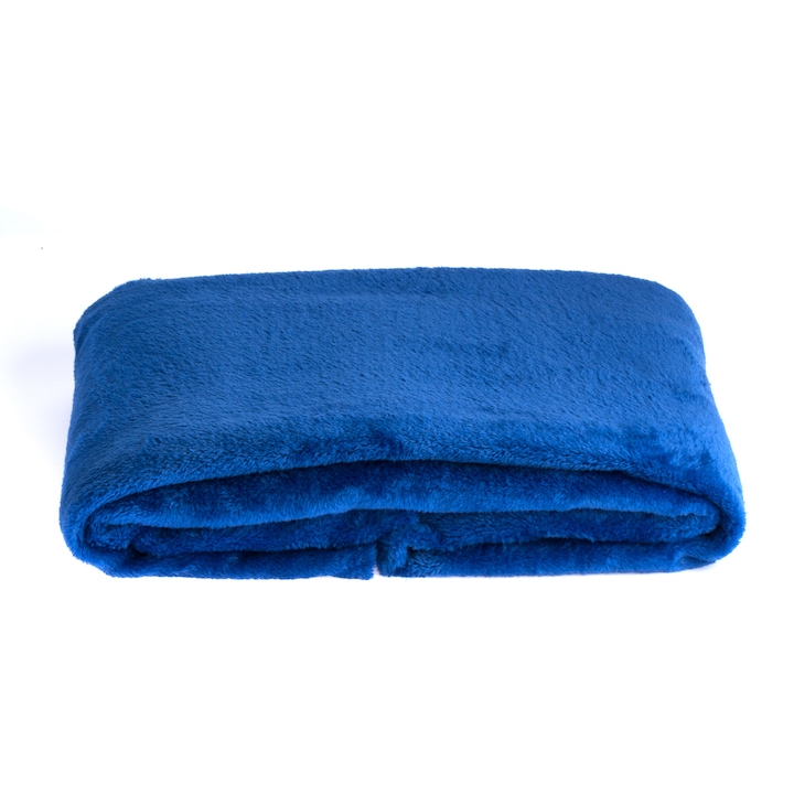 Tricotat Minky Plus, bilaterala, neteda, culoare Albastru roial, dimensiune 50 cm x 160 cm