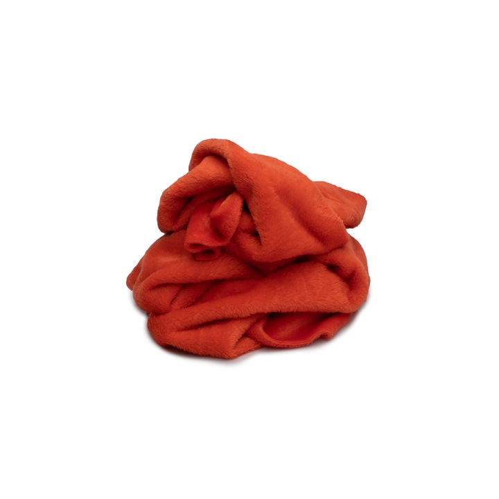 Tricotat Minky Plus, bilaterala, neteda, culoare Mandarin, dimensiune 50 cm x 160 cm