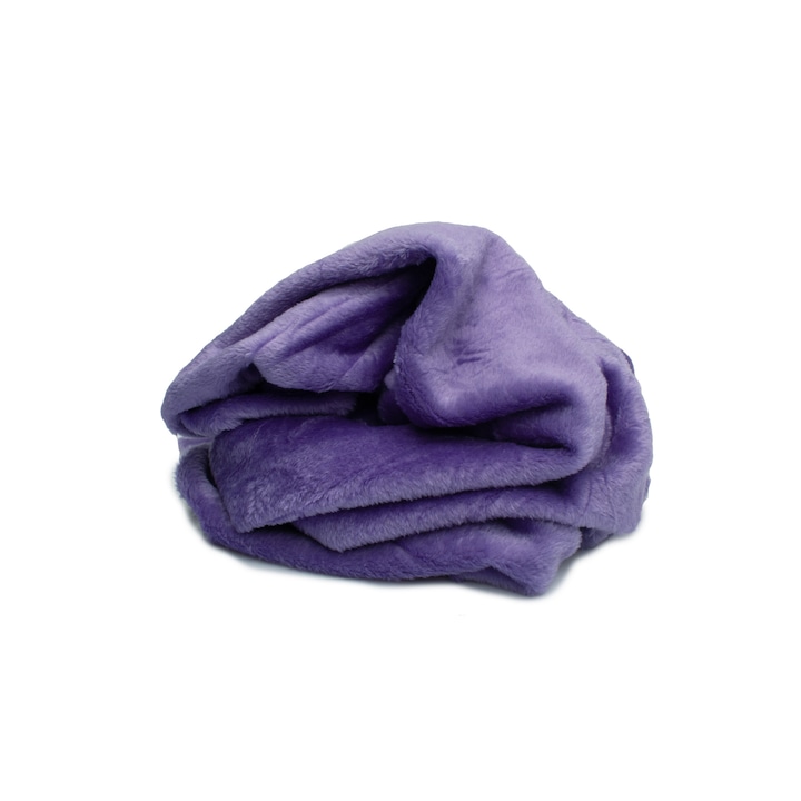 Tricotat Minky Plus, bilaterala, neteda, culoare Violeta, dimensiune 50 cm x 160 cm