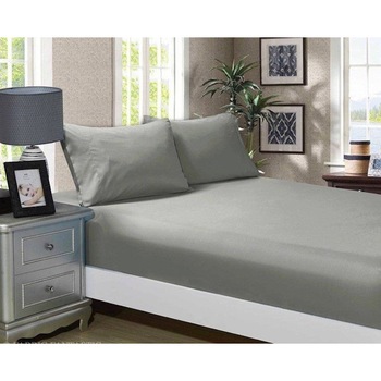 Cearceaf de pat cu elastic si 1 fata perna, bumbac 100%, 120x200cm, Gri, Bahar Tekstil Cearceaf de pat cu elastic si 1 fata perna, bumbac 100%, 120x200cm, Gri, Bahar Tekstil