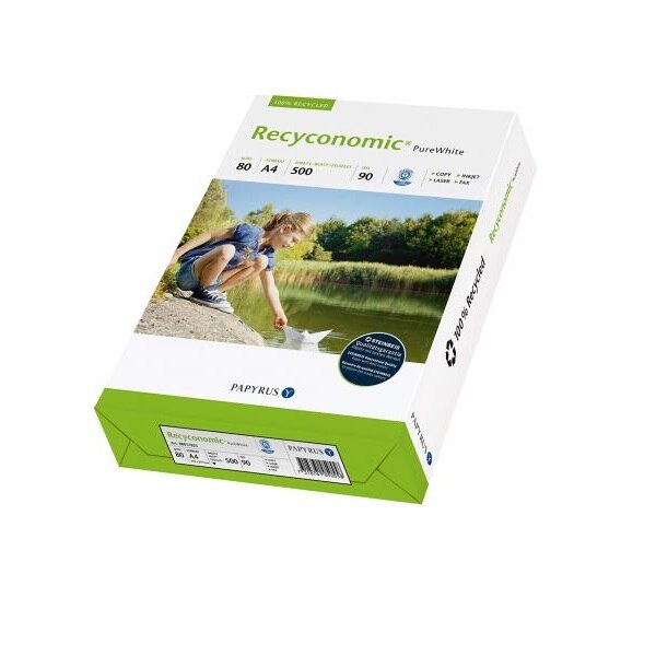 Hartie copiator, Papyrus, Recyconomic , A4 , reciclata, 80g/mp, 500 coli/top