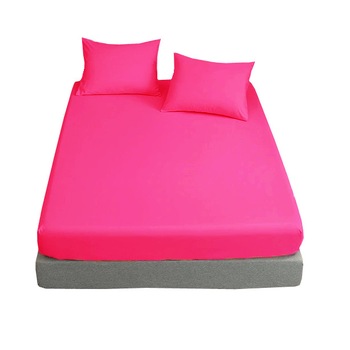 Set lenjerie 2 piese, Metru Patrat, format din cearceaf de pat cu elastic si 1 fata perna, de culoare roz magenta, pentru saltea de 80/200 Set lenjerie 2 piese, Metru Patrat, format din cearceaf de pat cu elastic si 1 fata perna, de culoare roz magenta, pentru saltea de 80/200