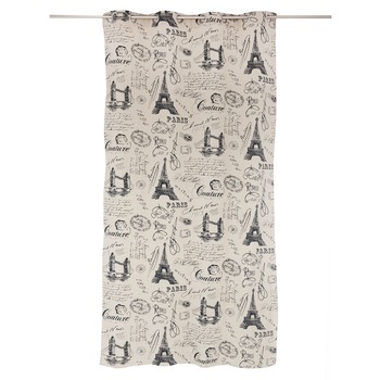 Draperie cu inele Metropol, Imagine, 140x245 cm, Natur, Gri Draperie cu inele Metropol, Imagine, 140x245 cm, Natur, Gri