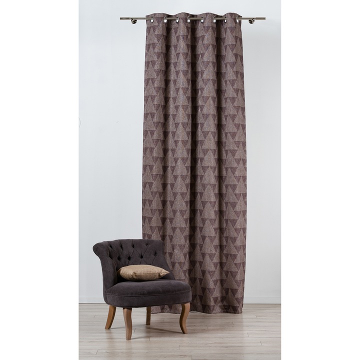 Draperie cu inele Zapata, Mendola Interior, 130x260 cm, Jacquard, Maro