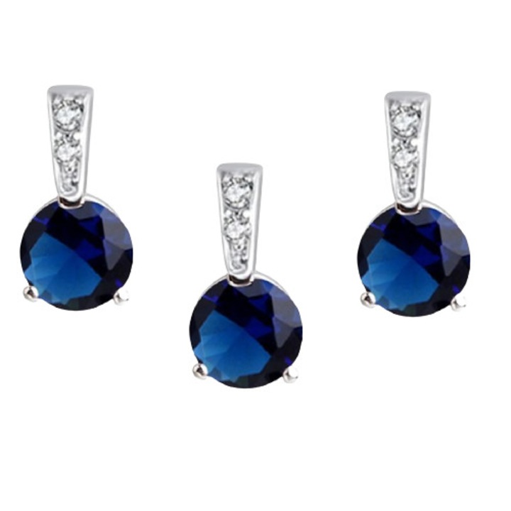 Set Argint Glistening Glamour, MePrecious, pandativ si cercei, Indigo