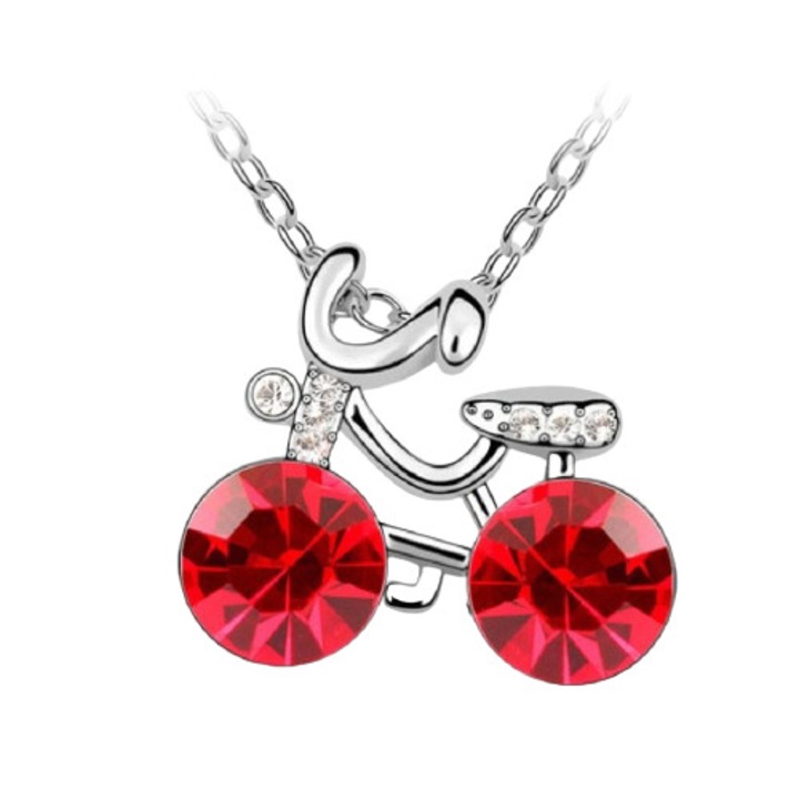 Colier Argint Bicicleta, Rosu, MePrecious