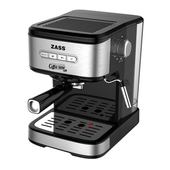 Espressor de cafea Zass ZEM 03, presiune 20 bari, 1,5 litrii, panou iluminat, dispozitiv spumare, 2 filtre Espressor de cafea Zass ZEM 03, presiune 20 bari, 1,5 litrii, panou iluminat, dispozitiv spumare, 2 filtre