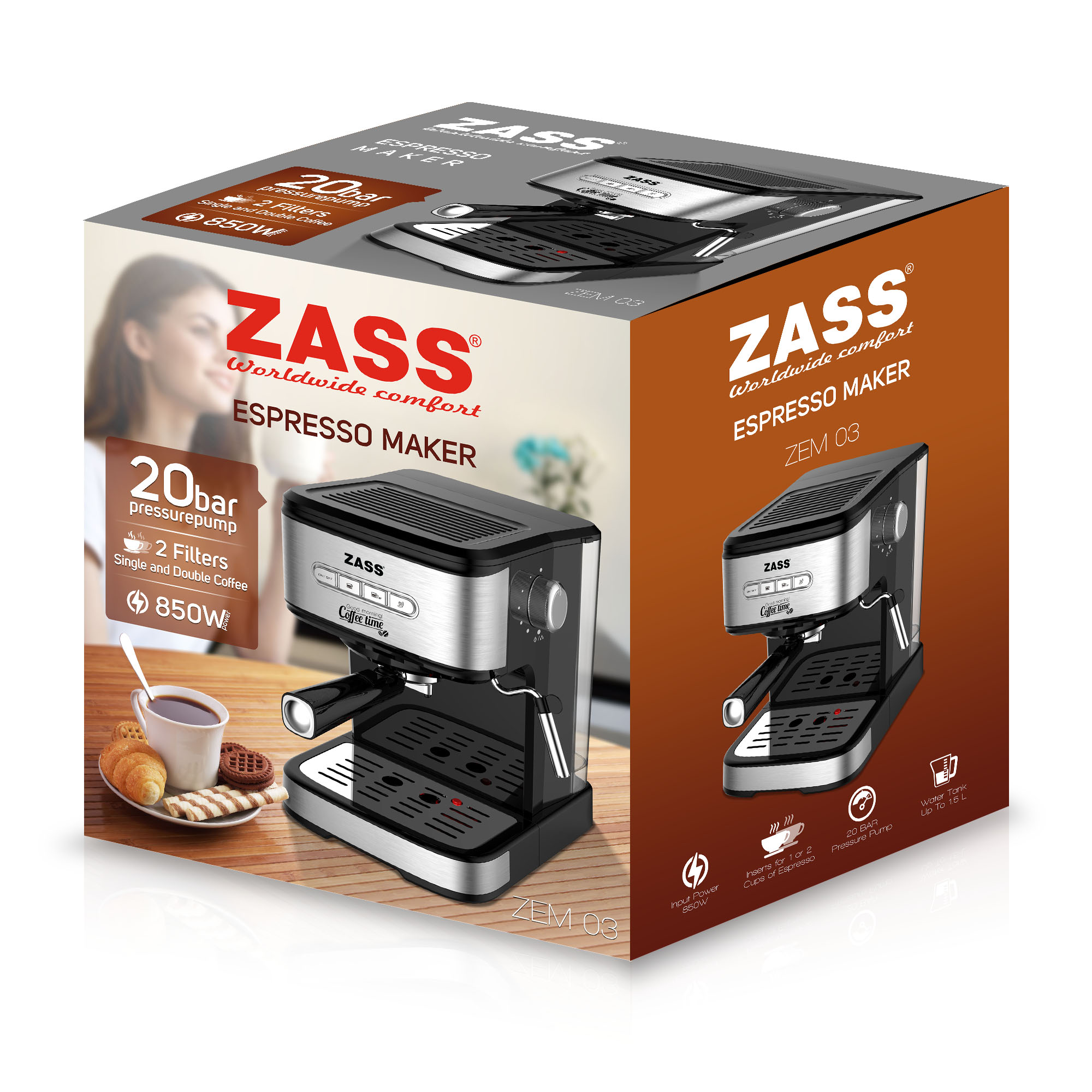 Sagging Primitive Ridiculous Espressor de cafea Zass ZEM 03, presiune 20 bari, 1,5 litrii, panou  iluminat, dispozitiv spumare, 2 filtre - eMAG.ro