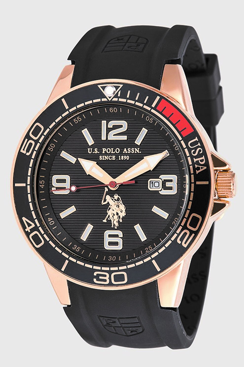 U.S. Polo Assn., Ceas quartz cu logo, Auriu/Negru