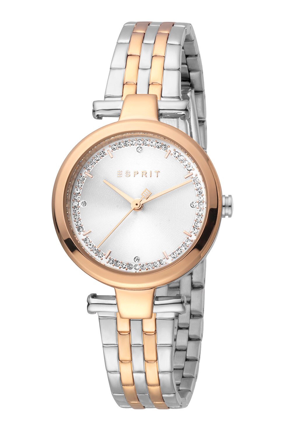 Esprit, Ceas quartz de otel inoxidabil cu model bicolor, Auriu/Argintiu