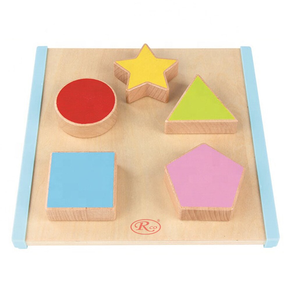 Puzzle 3D Montessori cu forme geometrice din lemn cu 10 piese, WD2070 RCO®