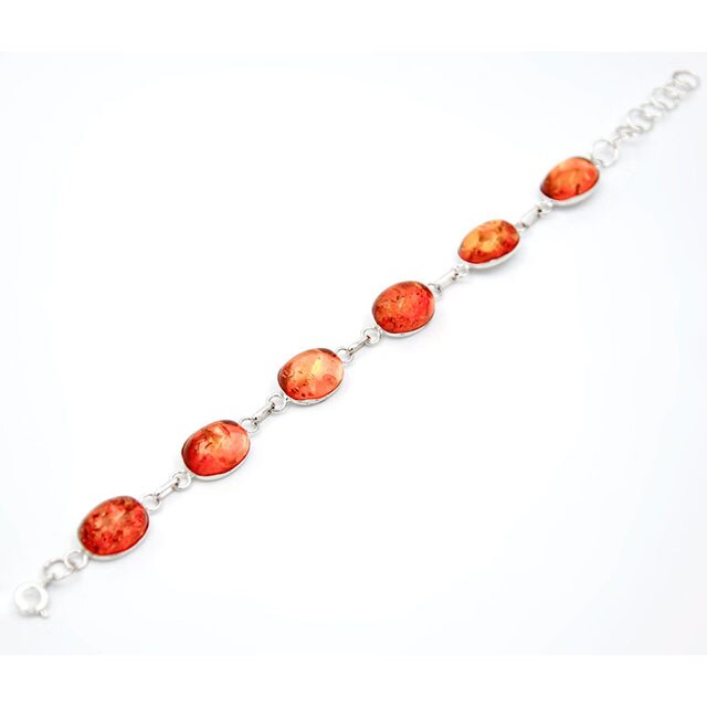 Bratara argint dama, chihlimbar piatra naturala, 18 cm