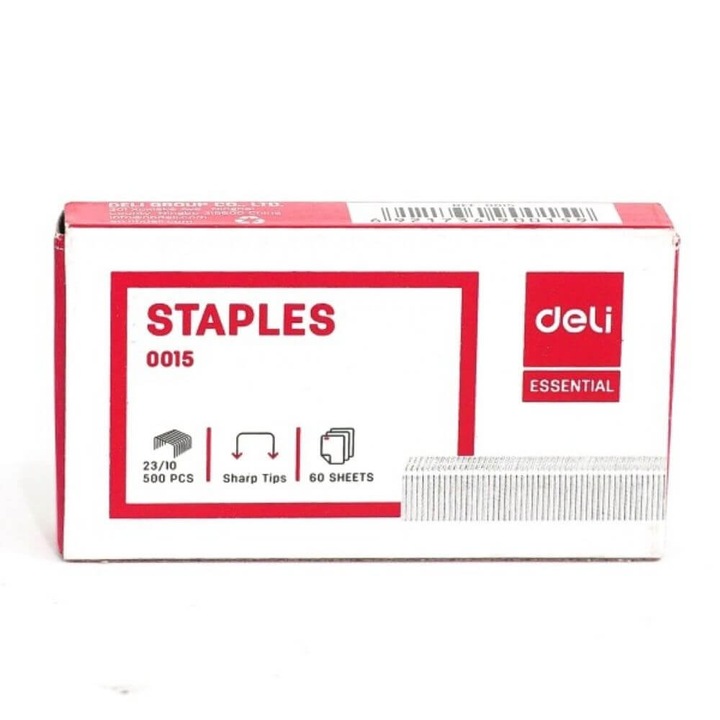 Комплект от 500 метални телбода Deli 23/10, 60 листа