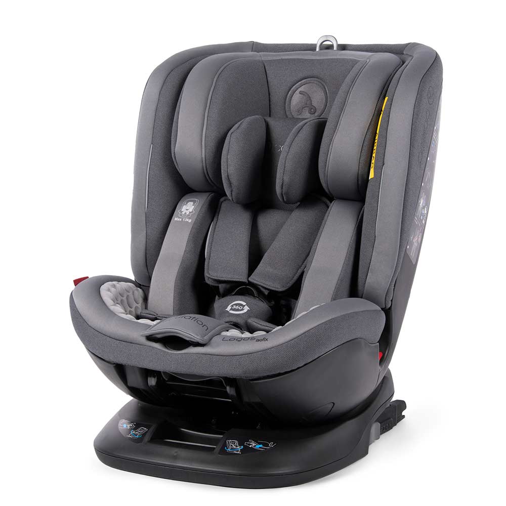 Scaun auto rotativ Rear Facing cu isofix si centura Top Tether Logos gri inchis 0-36 kg Coletto
