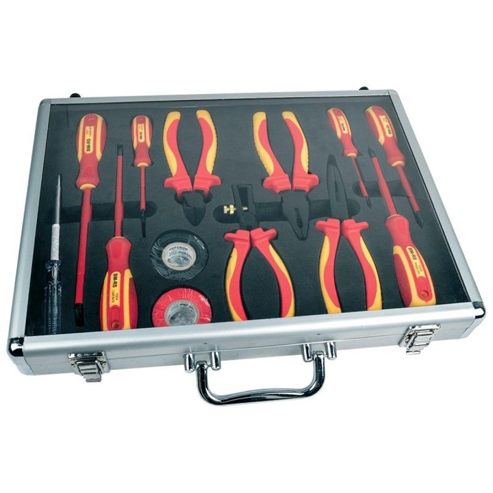 Комплект електричарски отвертки и клещи MANNESMANN, 1000 V, Изолирана, 13 броя