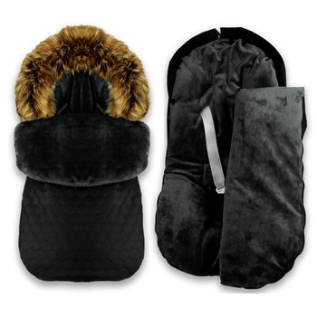 Sac iarna, BlueKitty, pentru carucior cu blanita detasabila, Negru Sac iarna, BlueKitty, pentru carucior cu blanita detasabila, Negru