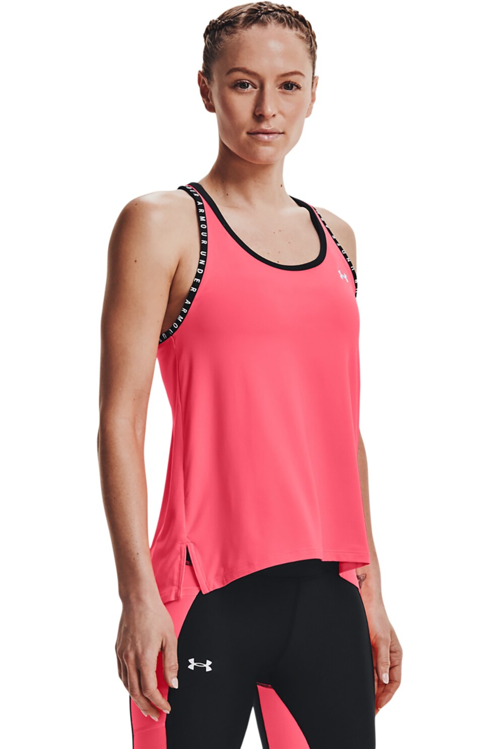 Under Armour, Top lejer pentru fitness Knockout, Roz/Negru/Alb