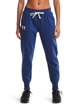 Under Armour, Pantaloni sport de fleece pentru antrenament Rival, albastru inchis/alb Under Armour, Pantaloni sport de fleece pentru antrenament Rival, albastru inchis/alb