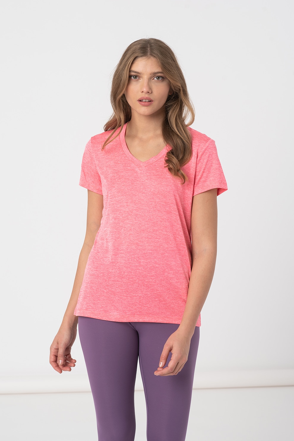 Under Armour, Tricou lejer cu decolteu in V pentru fitness Tech™ Twist, Roz
