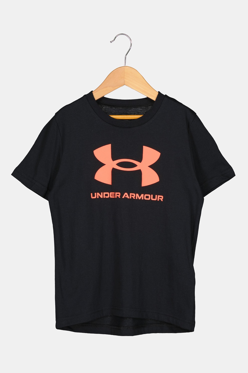 Under Armour, Tricou cu logo pentru antrenament Sportstyle, Negru/Oranj neon