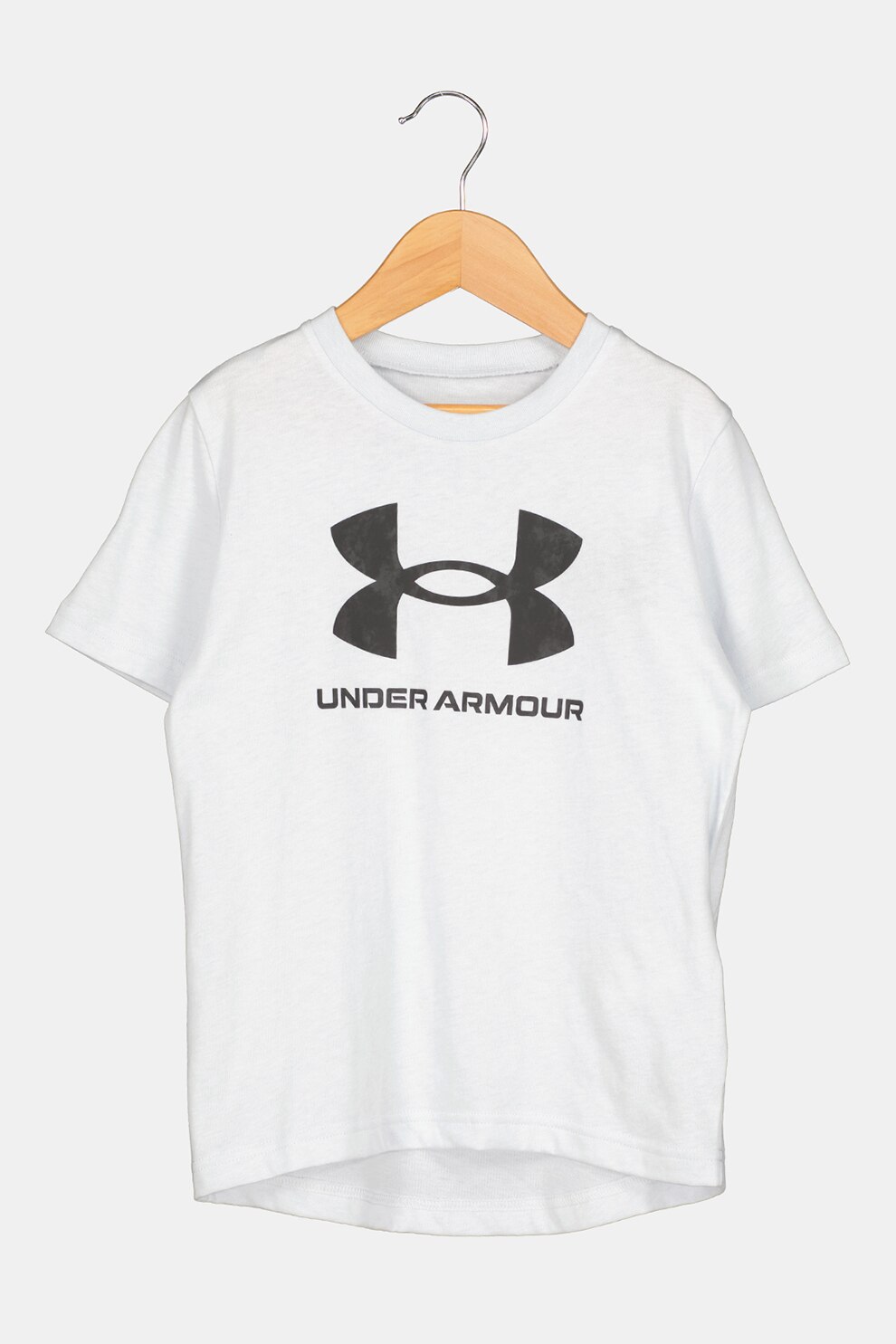 Under Armour, Tricou cu imprimeu logo, pentru fitness Sportstyle, Negru, Gri deschis, 127-137 CM