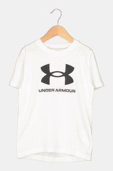Under Armour, Tricou cu logo pentru antrenament Sportstyle, Alb/Negru Under Armour, Tricou cu logo pentru antrenament Sportstyle, Alb/Negru
