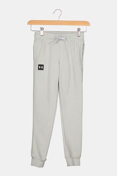 Under Armour, Pantaloni conici cu snur de ajustare pentru fitness Rival, Gri deschis Under Armour, Pantaloni conici cu snur de ajustare pentru fitness Rival, Gri deschis