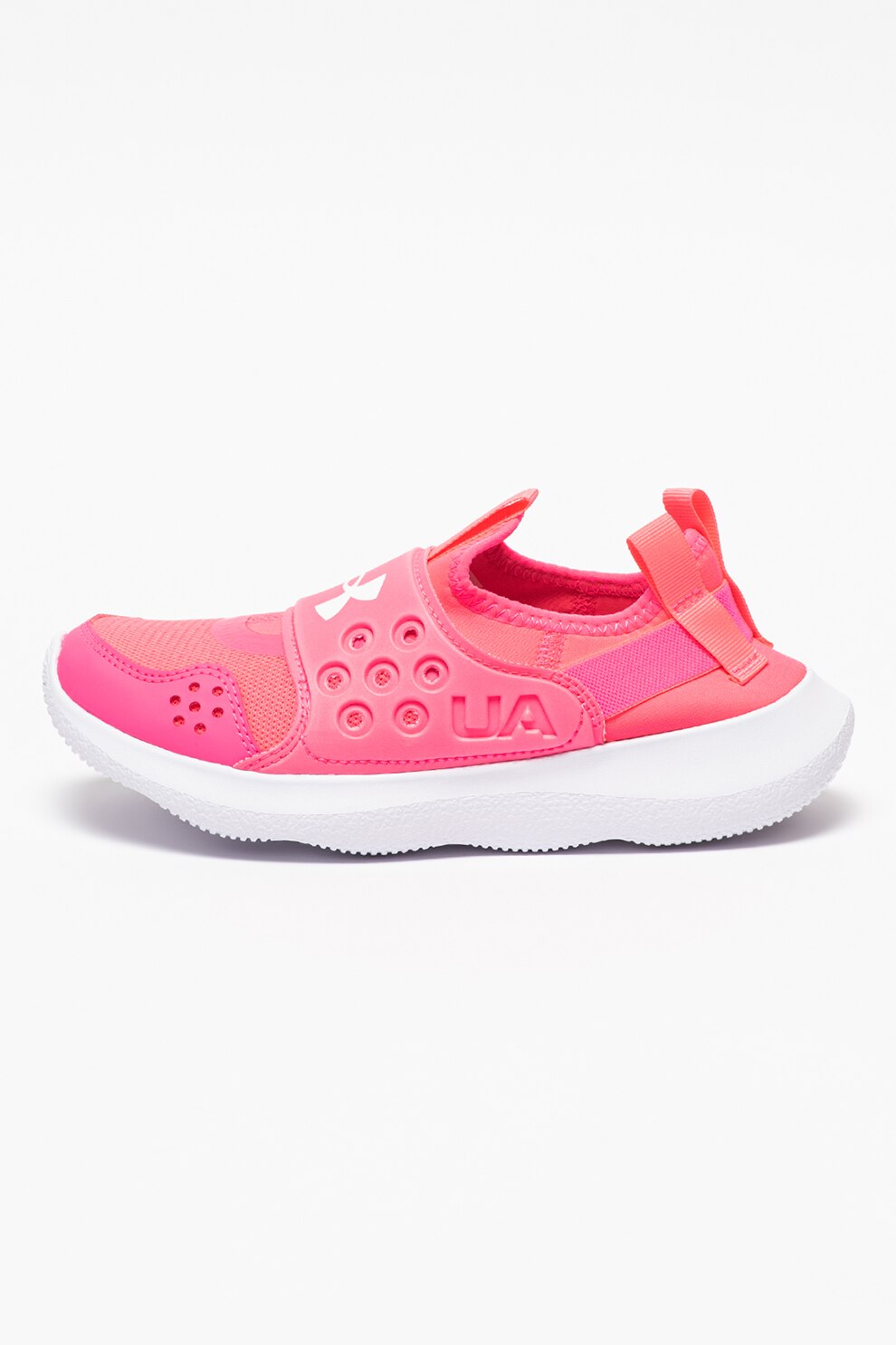 Under Armour, Pantofi slip-on cu logo, pentru alergare Runplay, Roz neon