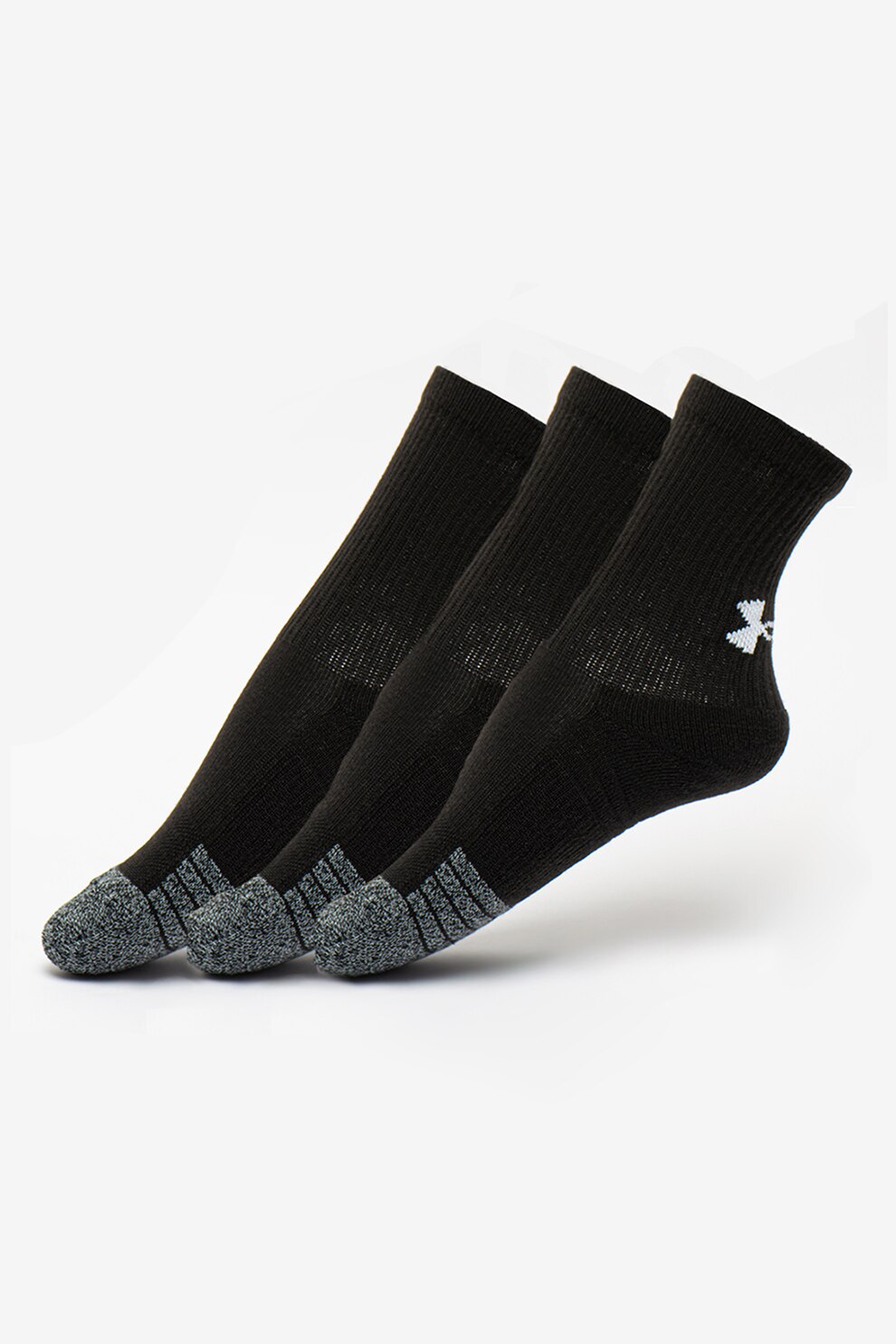Under Armour, Set de sosete pentru antrenament Heatgear - 3 perechi, Negru/Alb