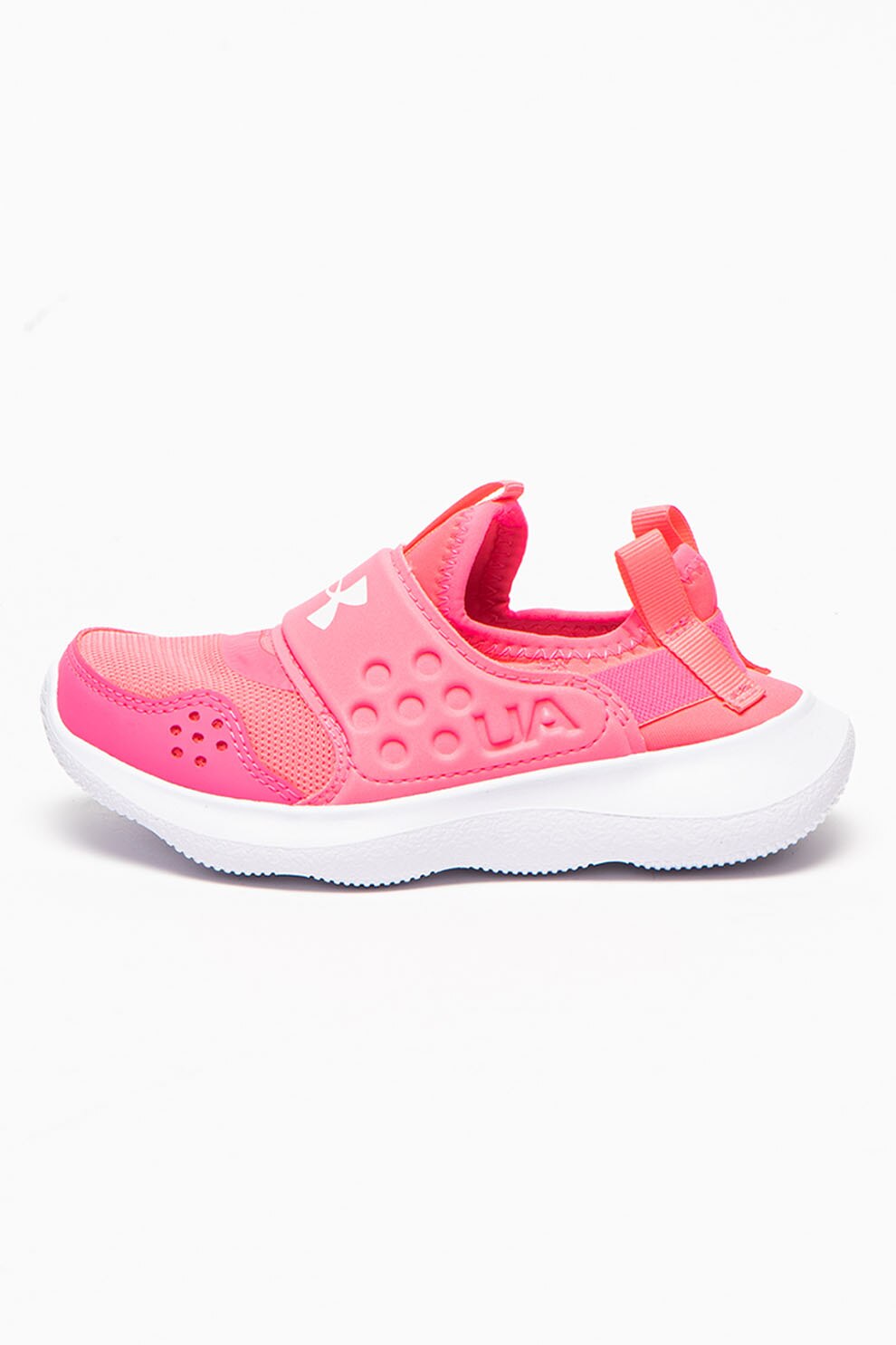 Under Armour, Pantofi slip-on cu logo, pentru alergare Runplay, Roz neon