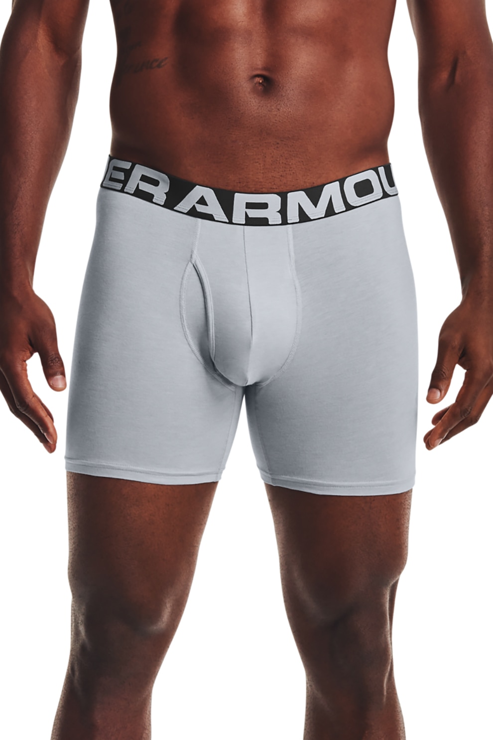 Under Armour, Set de boxeri cu banda logo in talie Charged - 3 perechi, Gri deschis/ Negru