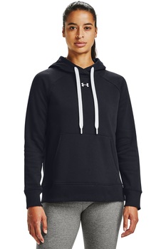 Under Armour, Hanorac cu buzunar kangaroo, pentru antrenament Rival, Negru/Alb, L Under Armour, Hanorac cu buzunar kangaroo, pentru antrenament Rival, Negru/Alb, L