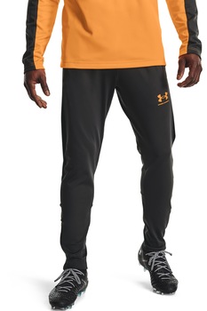 Under Armour, Pantaloni elastici cu croiala conica pentru fotbal Challenger, Gri inchis/Oranj Under Armour, Pantaloni elastici cu croiala conica pentru fotbal Challenger, Gri inchis/Oranj
