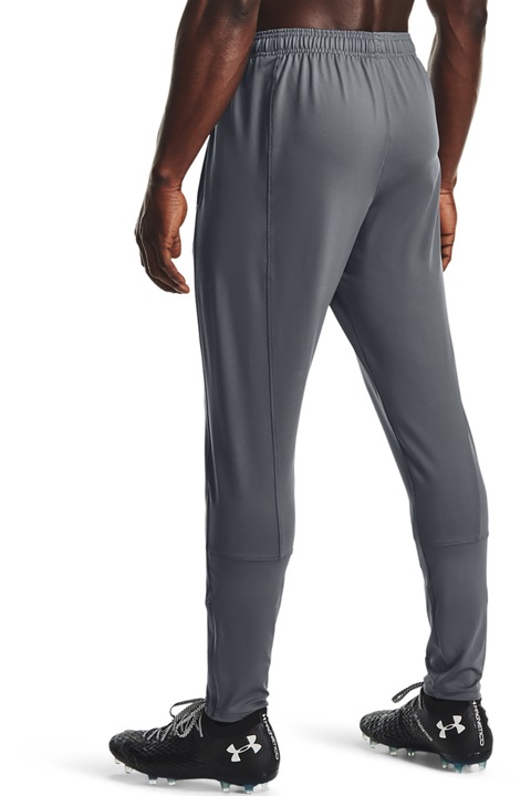 Under Armour, Pantaloni cu slituri cu fermoar la glezna, pentru antrenament Challenger, Alb/Gri