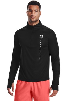 Under Armour, Bluza cu fenta cu fermoar pentru alergare Speed Stride Shock, Negru/Alb Under Armour, Bluza cu fenta cu fermoar pentru alergare Speed Stride Shock, Negru/Alb