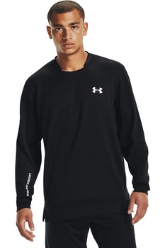 Under Armour, Bluza sport cu decolteu rotund, pentru fitness, Negru/Alb Under Armour, Bluza sport cu decolteu rotund, pentru fitness, Negru/Alb