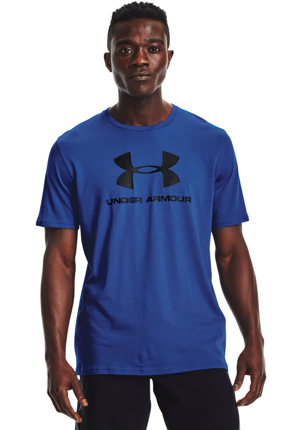 Under Armour, Tricou cu imprimeu, pentru antrenament Sportstyle, Albastru/Negru