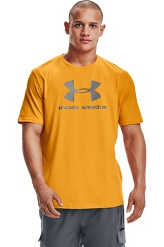 Under Armour, Tricou cu imprimeu, pentru antrenament Sportstyle, Oranj deschis/Gri Under Armour, Tricou cu imprimeu, pentru antrenament Sportstyle, Oranj deschis/Gri