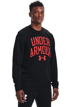 Under Armour, Bluza din material terry cu decolteu la baza gatului pentru antrenament Rival, Negru/Rosu Under Armour, Bluza din material terry cu decolteu la baza gatului pentru antrenament Rival, Negru/Rosu