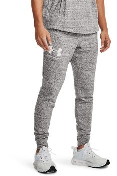 Under Armour, Pantaloni conici pentru fitness Rival, Gri/Alb Under Armour, Pantaloni conici pentru fitness Rival, Gri/Alb