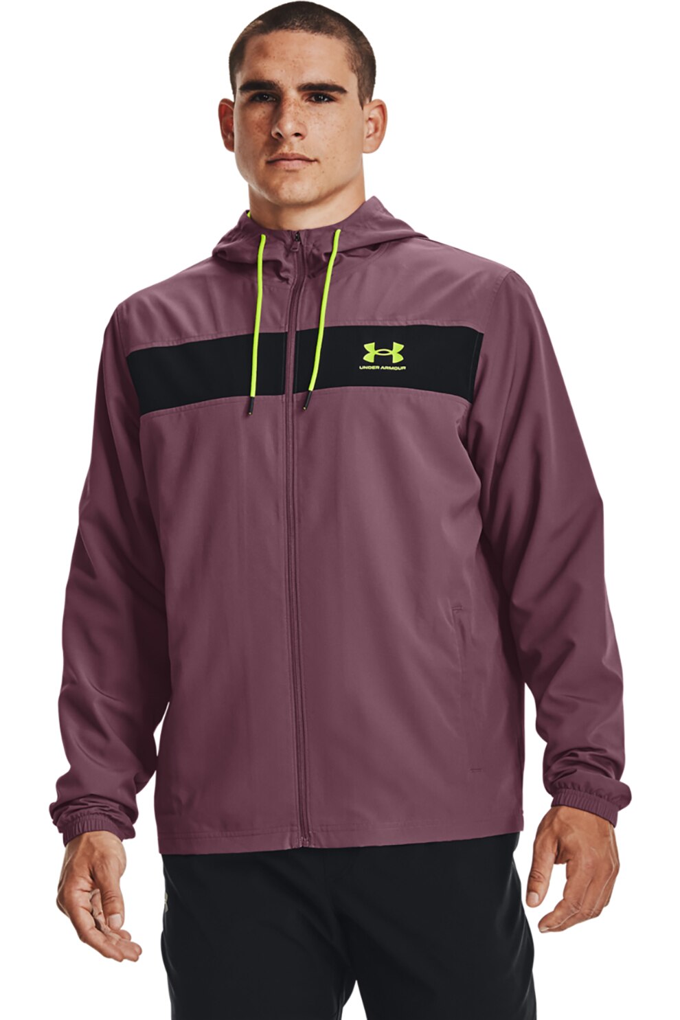 Under Armour, Jacheta windbreaker, pentru antrenament, Violet prafuit/Verde fistic