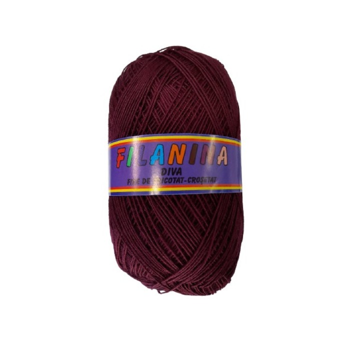 Fir tricotat, Filanina , 100% Acryl diva, Bordo 628, 300m/100g