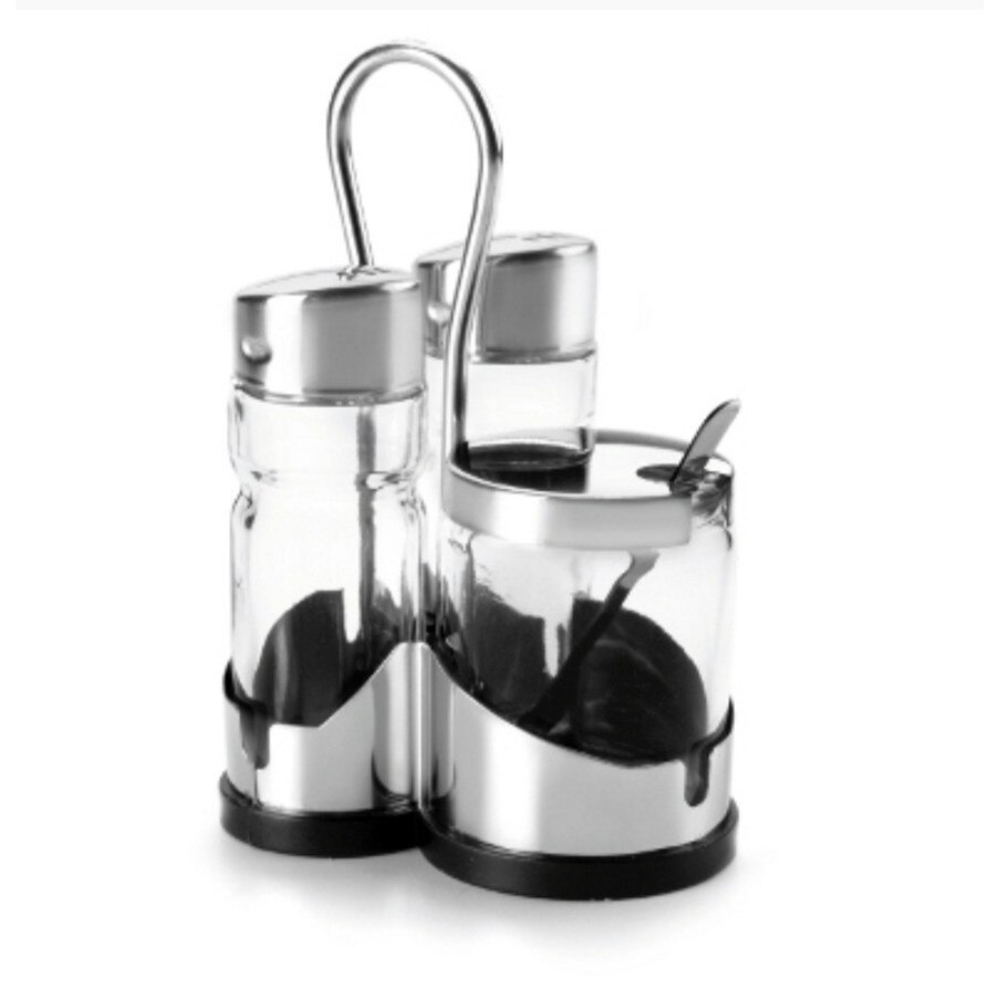 Set 3 piese pentru condimente, sticla/ pvc