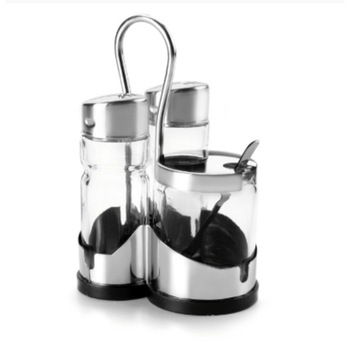 Set 3 piese pentru condimente, sticla/ pvc Set 3 piese pentru condimente, sticla/ pvc