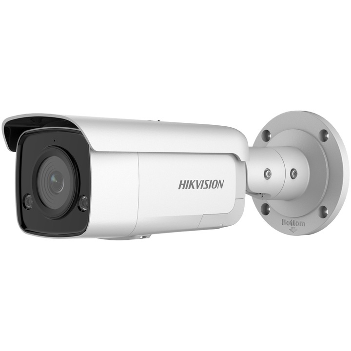 Камера за наблюдение Hikvision DS-2CD2T46G2-ISU/SL, 4 MP AcuSense Strobe Light and Audible Warning Fixed Bullet Network Camera, 2688 × 1520, CMOS 1/3", IR60m