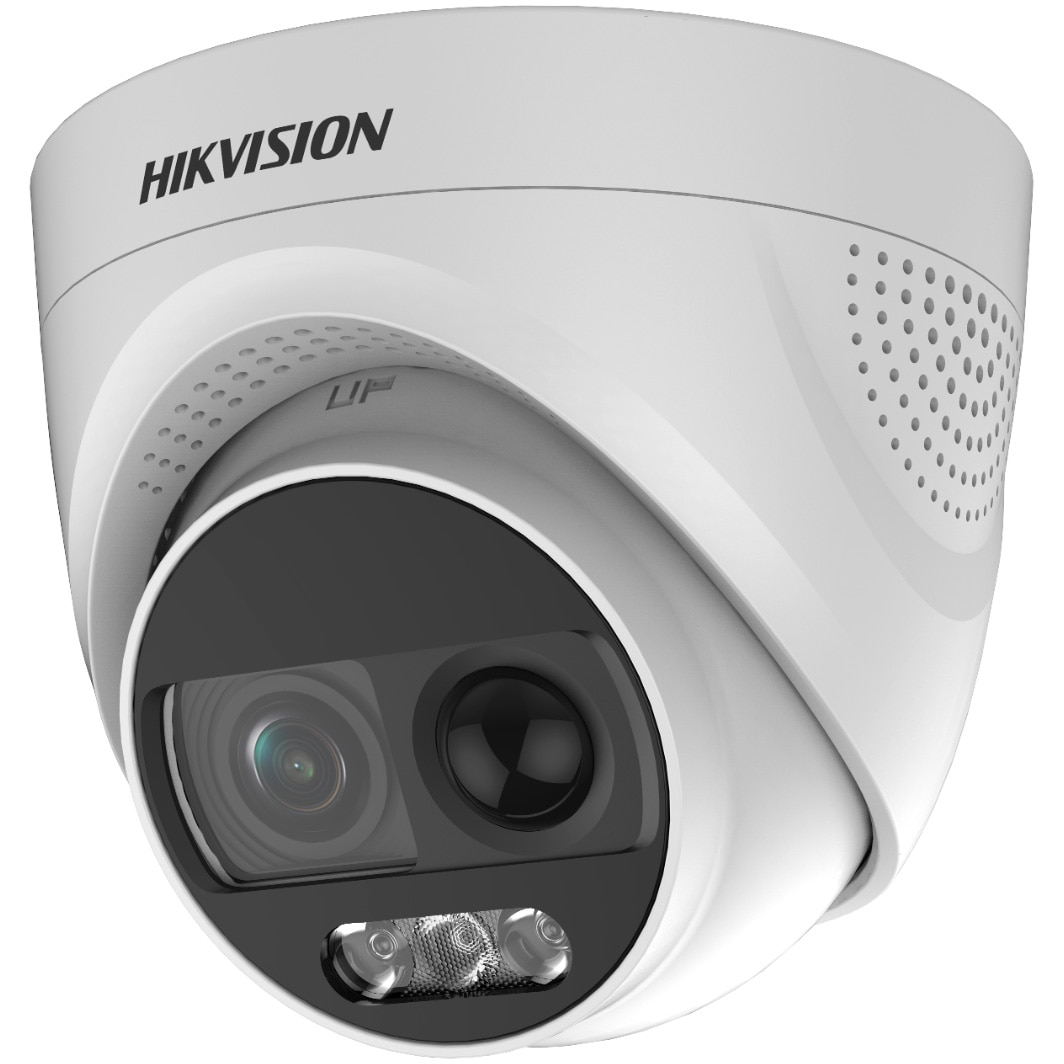 Camera de supraveghere Hikvision DS-2CE72DFTPIRXOF3, 2 MP ColorVu PIR Siren Fixed Turret Camera, 1920 × 1080, CMOS