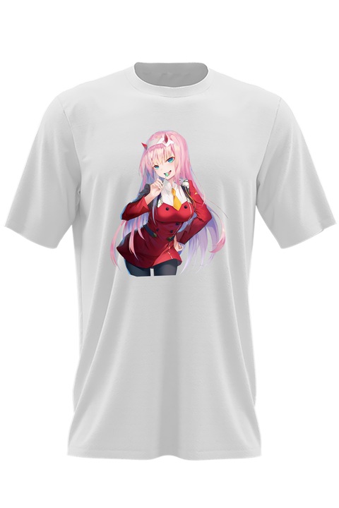 Мъжка тениска Darling in the FranXX Zero Two Human Klaxov, Бял